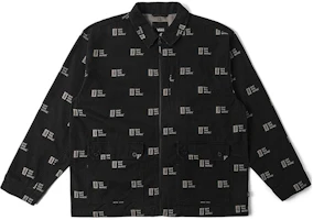 Vans All-Over Letter Print Loose Fit Zip-Up Jacket Black VN000GQ4CRG Vans All-Over Letter Print Loose Fit Zip-Up Jacket Black VN000GQ4CRG