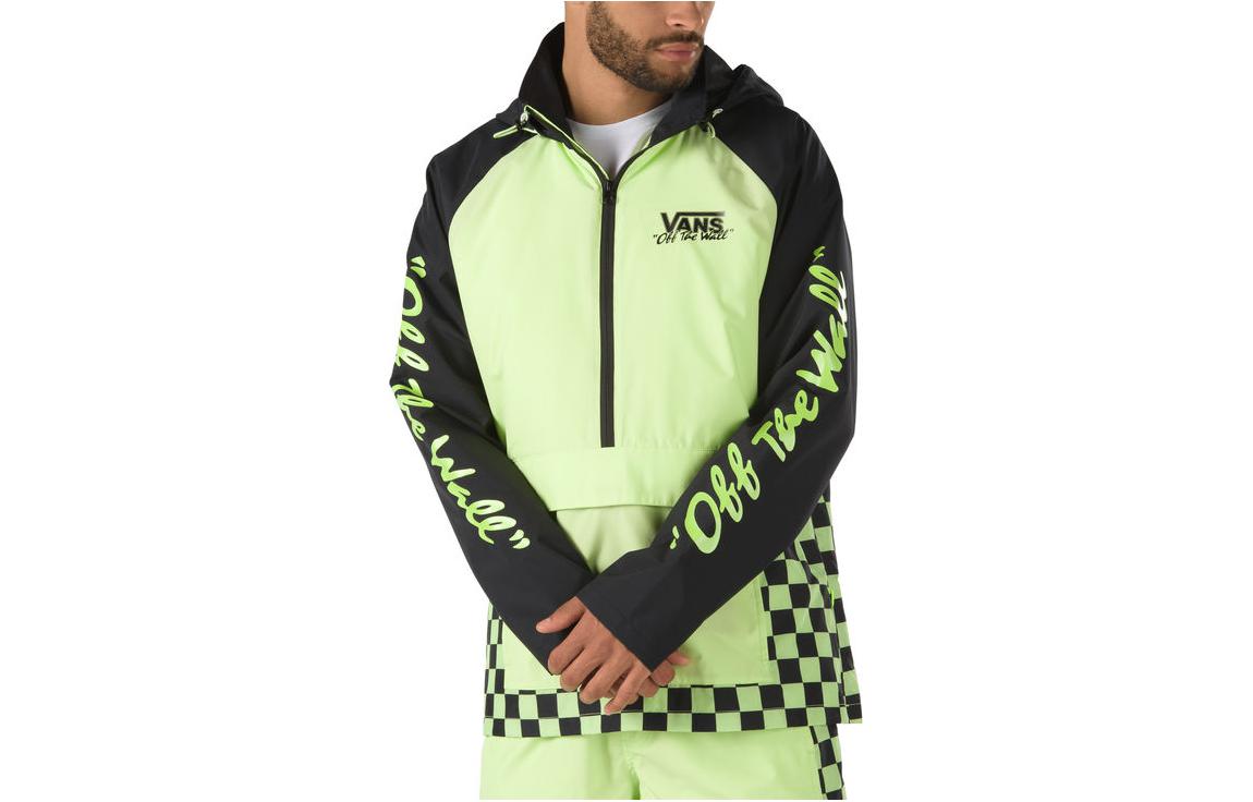 Vans Alphabet Print Checkered Pullover Hoodie Jacket Green/Yellow - VN0A4572TR41