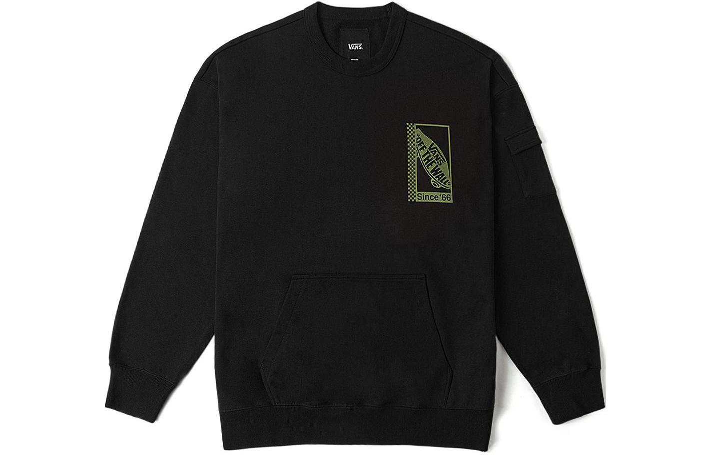 Vans Alphabet Print Loose Fit Crewneck Pullover Sweatshirt Black VN000GQGBLK