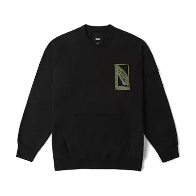 Vans Alphabet Print Loose Fit Crewneck Pullover Sweatshirt Black VN000GQGBLK