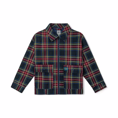 Vans Alphabet Print Plaid Workwear Jacket Navy Blue Unisex VN0A54KZ7UR