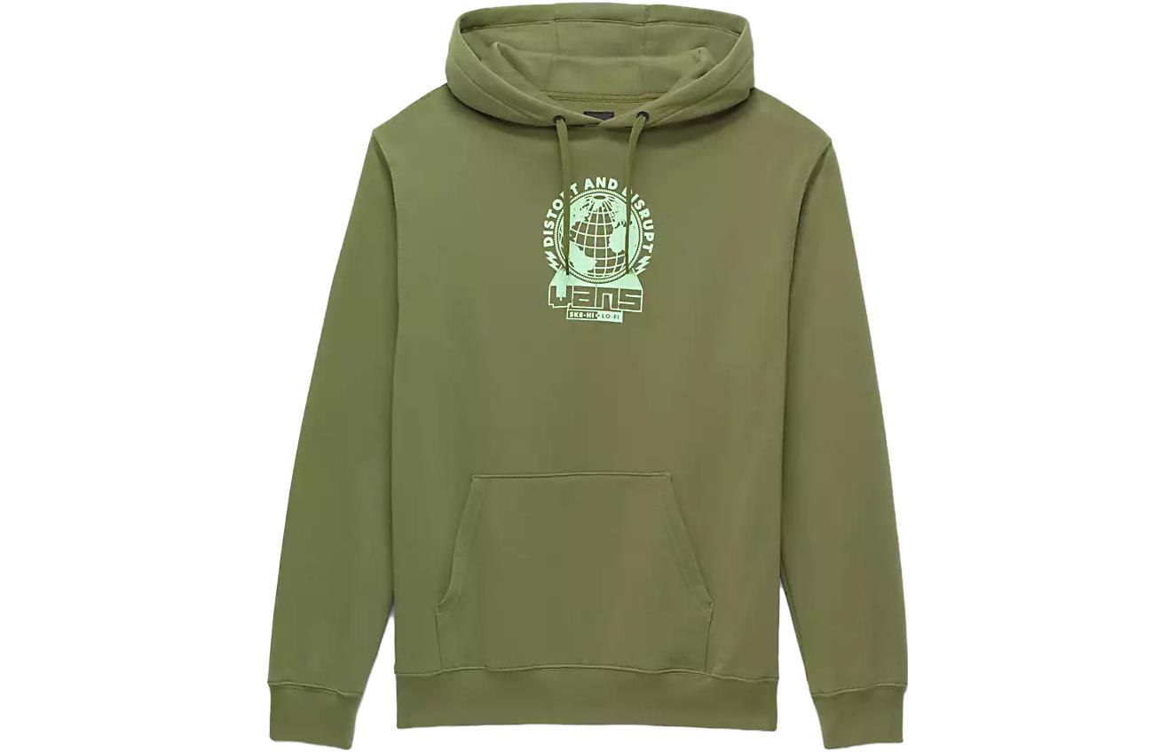 Vans Alphabet Print Pullover Hoodie Unisex Green Long Sleeve VN0008JCC89