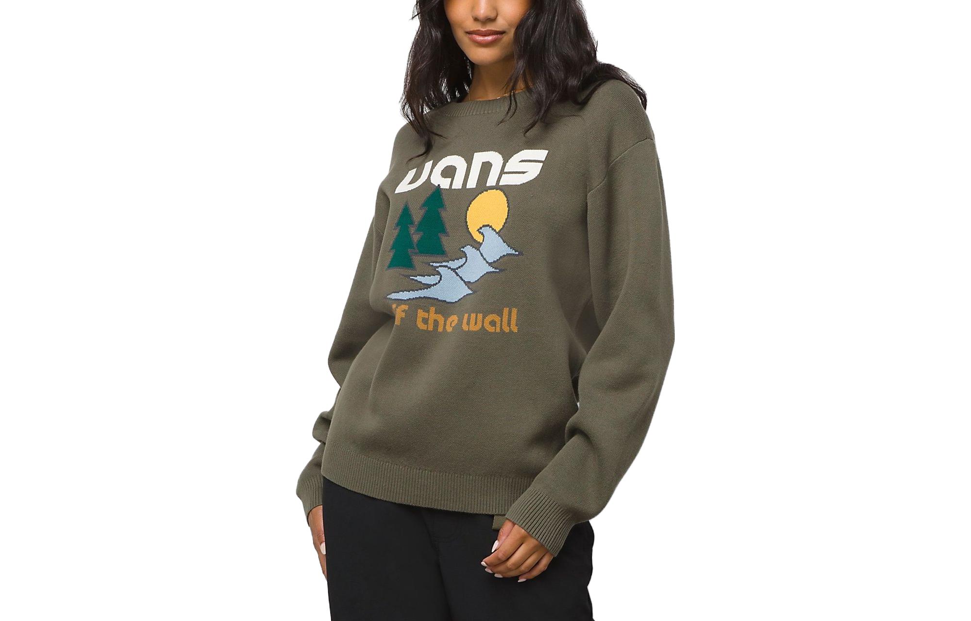 Vans Alphabet Scenery Print Crewneck Sweatshirt Unisex Green VN00042KKCZ