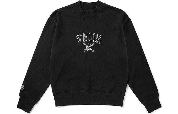 Vans Alphabet Skull Embroidery Crewneck Sweatshirt Unisex Black VN0A4UTUBLK