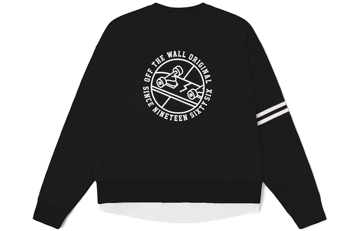 Vans Alphanumeric Pattern Striped Graphic Sweatshirt Unisex Black VN0002JNBLK