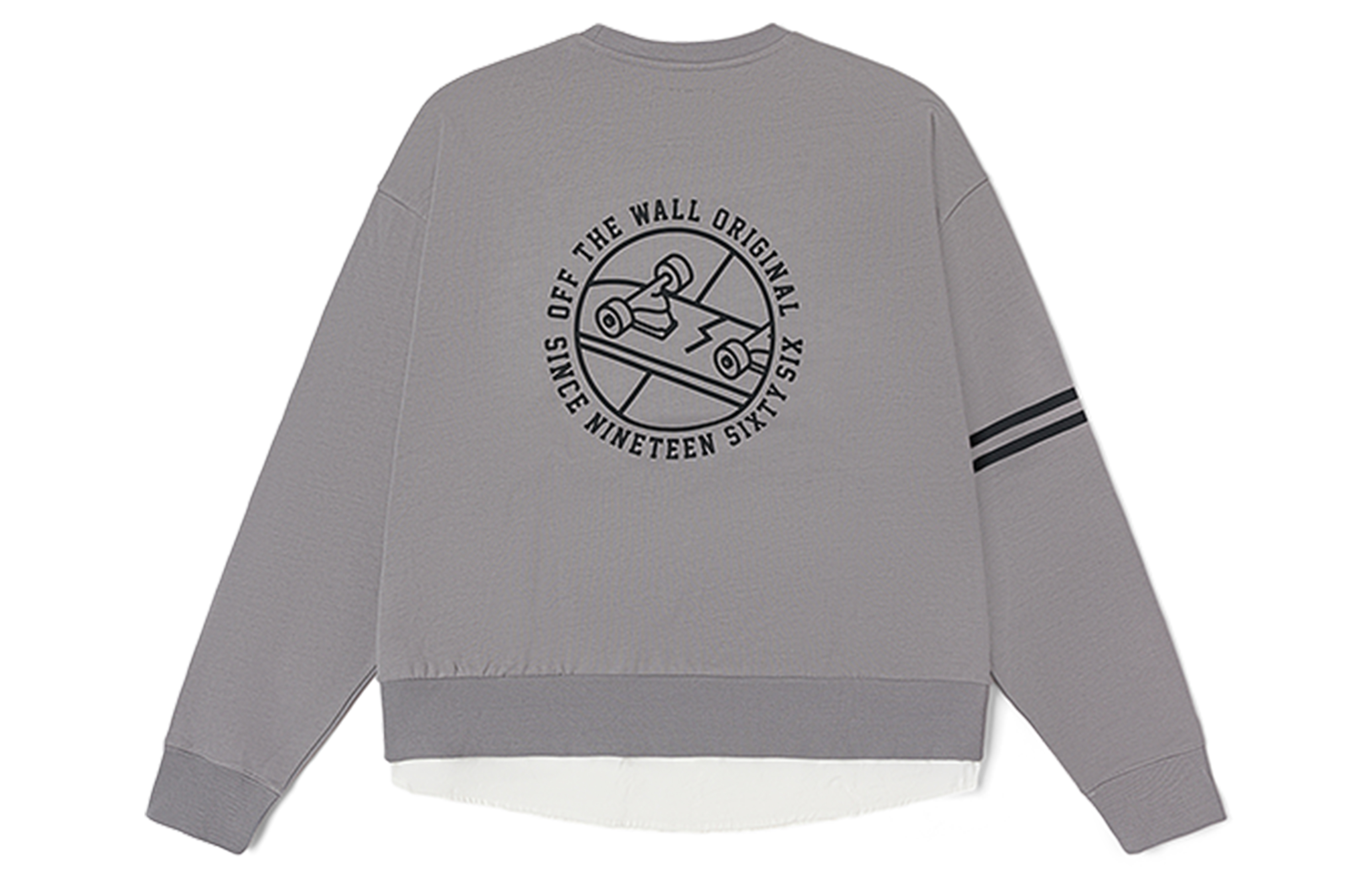 Vans Alphanumeric Striped Print Crewneck Sweatshirt Unisex - Gray VN0002JNAF1