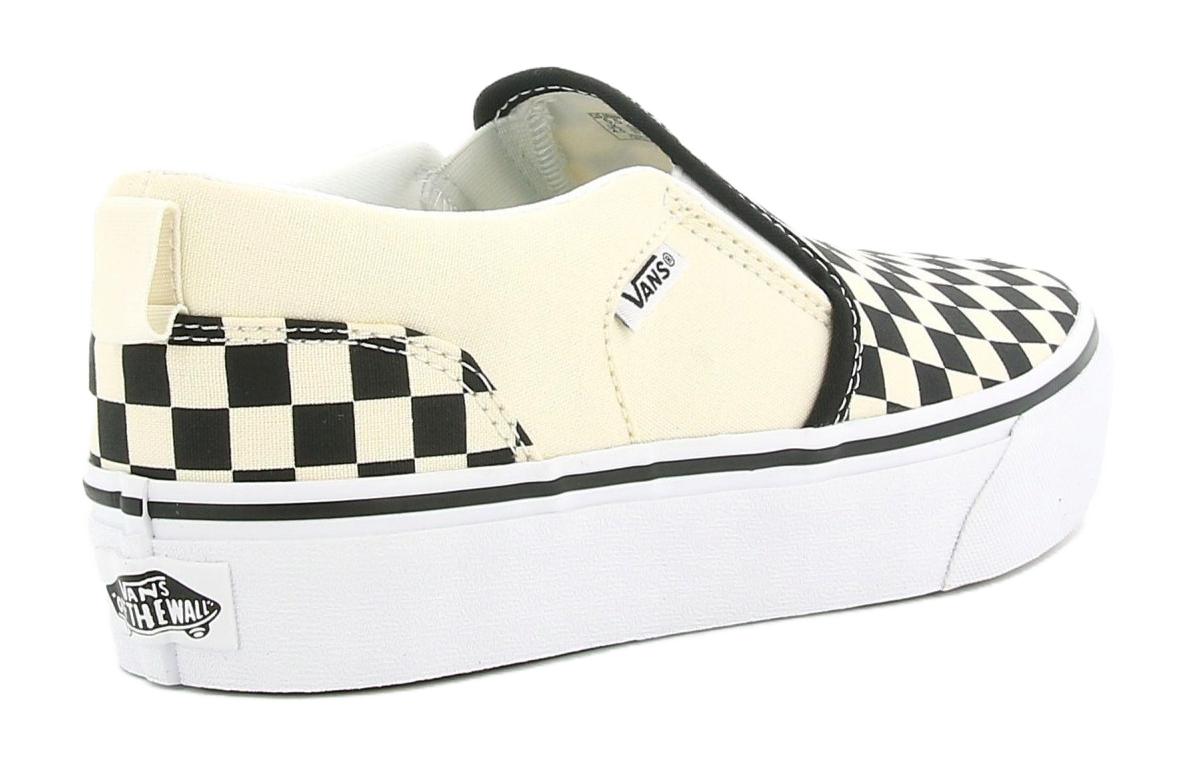 Shop 大童 Vans Asher 棋盤格 休閒 防滑透氣 低筒 兒童滑板鞋 黑白
