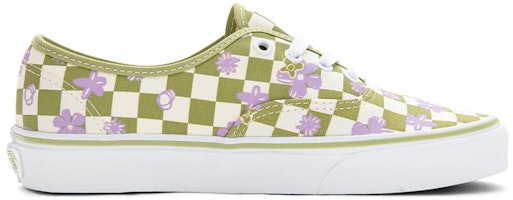 Vans Wallpaper Authentic 棋盤格 小花印花 耐磨透氣 低筒 帆布鞋 男女款 綠白 Order Vans Wallpaper Authentic 棋盤格 小花印花 耐磨透氣 低筒 帆布鞋 男女款 綠白
