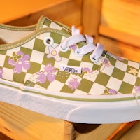 Vans Wallpaper Authentic 棋盤格 小花印花 耐磨透氣 低筒 帆布鞋 男女款 綠白 1