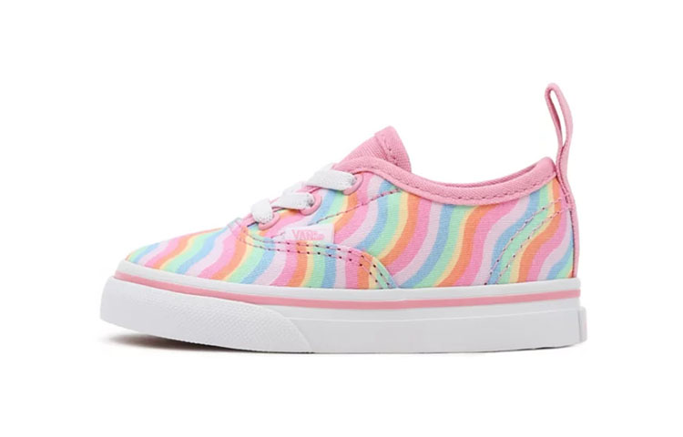 Vans Authentic Wavy Rainbow Elastic Lace 'Pink Blue Green'