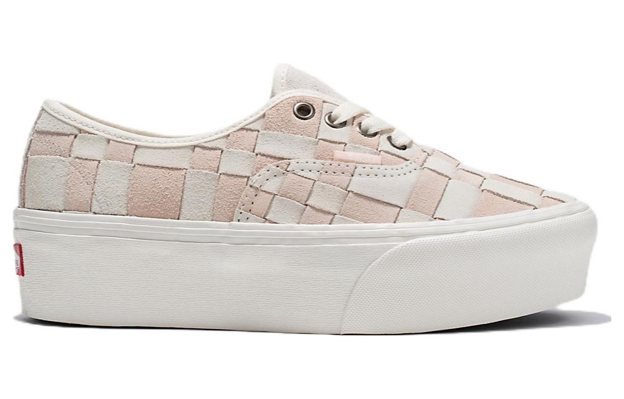 Order Vans 真實編織格子 增高底板 休閒  防滑耐磨 低筒 滑板鞋 男女同款 白粉色