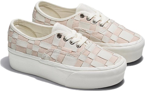 Vans 真實編織格子 增高底板 休閒 防滑耐磨 低筒 滑板鞋 男女同款 白粉色 Lookbook Vans 真實編織格子 增高底板 休閒 防滑耐磨 低筒 滑板鞋 男女同款 白粉色