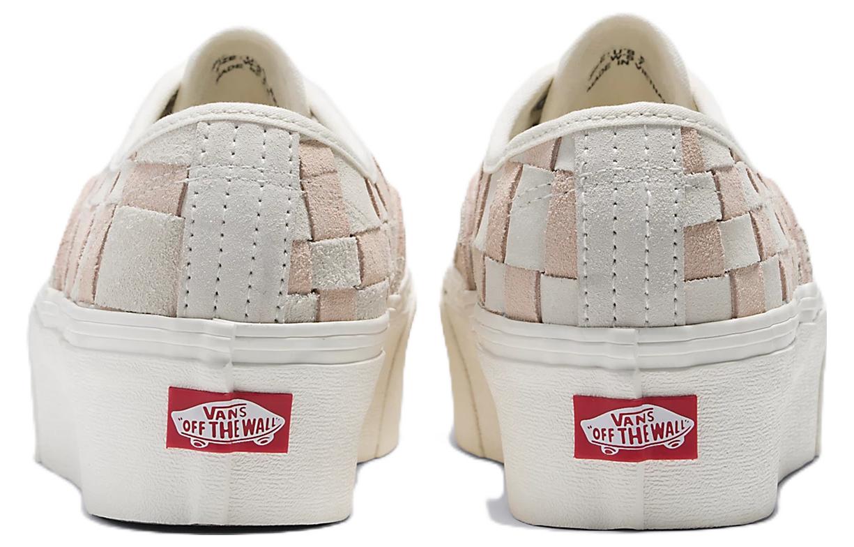 Shop Vans 真實編織格子 增高底板 休閒  防滑耐磨 低筒 滑板鞋 男女同款 白粉色