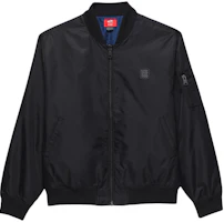 Vans AVE Skate Bomber Black Jacket with Minimalist Logo and Zipper Design VN0008HTBLK Vans AVE Skate Bomber Black Jacket with Minimalist Logo and Zipper Design VN0008HTBLK