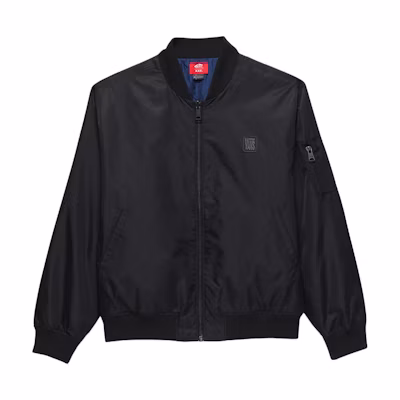 Vans AVE Skate Bomber Black Jacket with Minimalist Logo and Zipper Design VN0008HTBLK