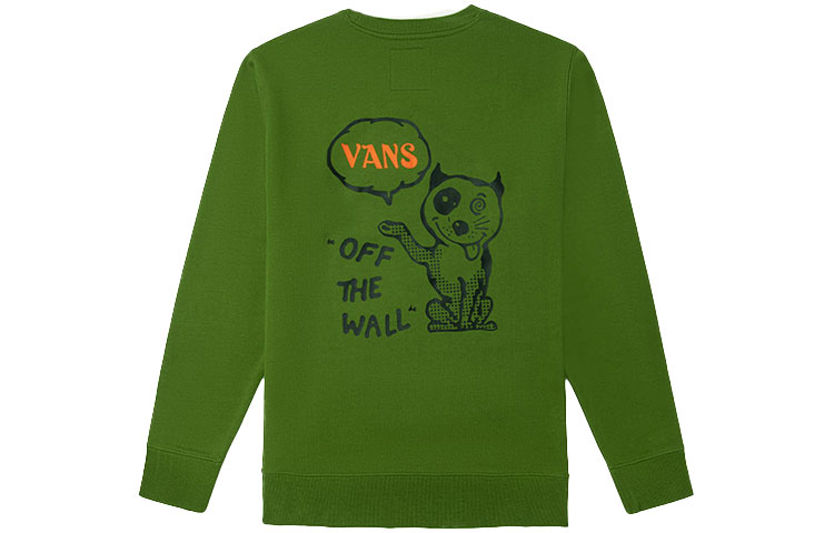 Vans Avocado Green Crewneck Sweatshirt with Fun Dog Print - Unisex Casual Style VN0A5H76ZQW