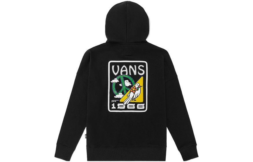 Vans Back Letter Bird Print Zip Hoodie Unisex Black Couples Edition VN0A5H7OBLK