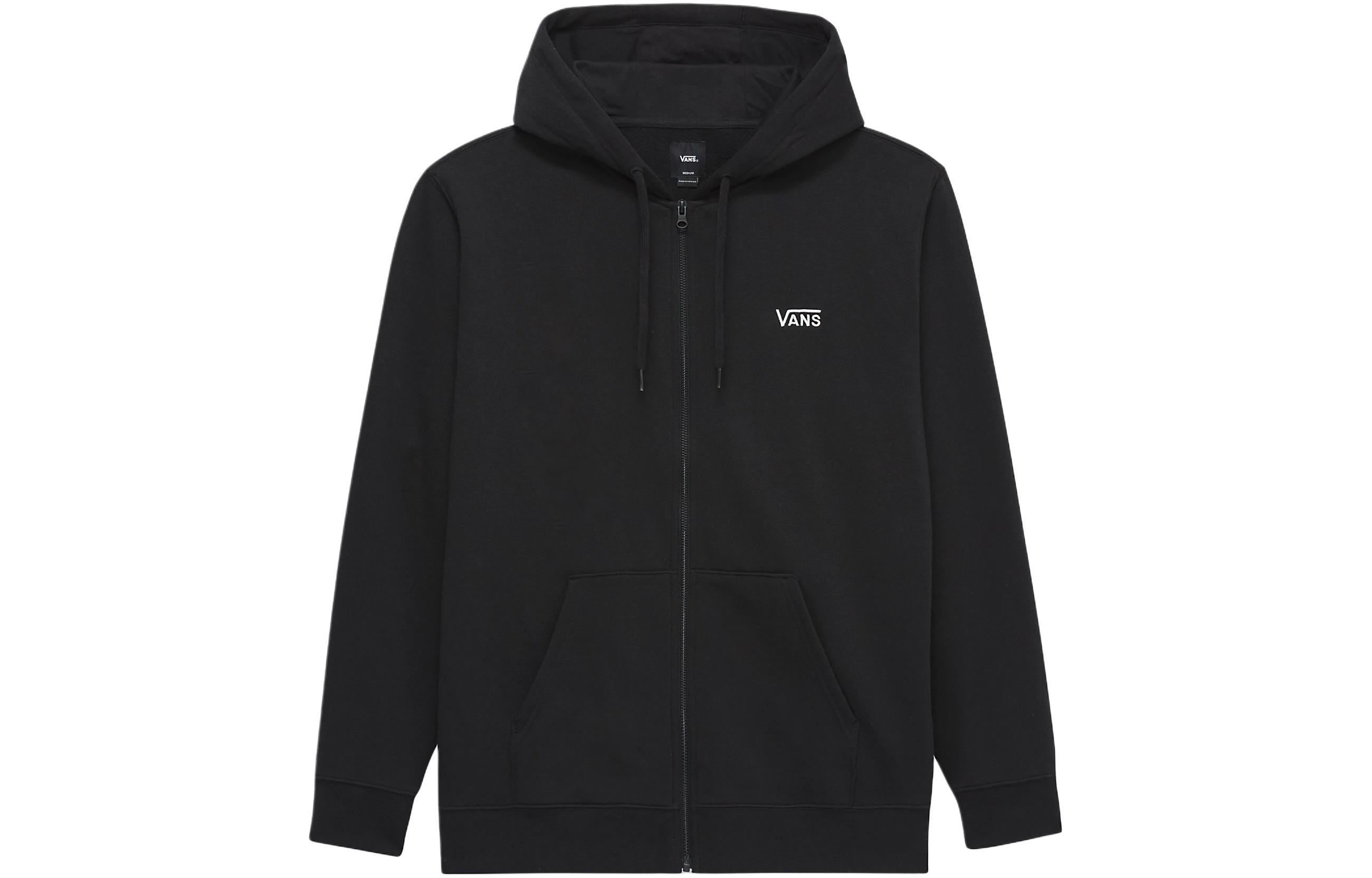 Vans Basic Full Zip Hoodie Black Jacket with Logo and Long Sleeves VN0007W2BLK
