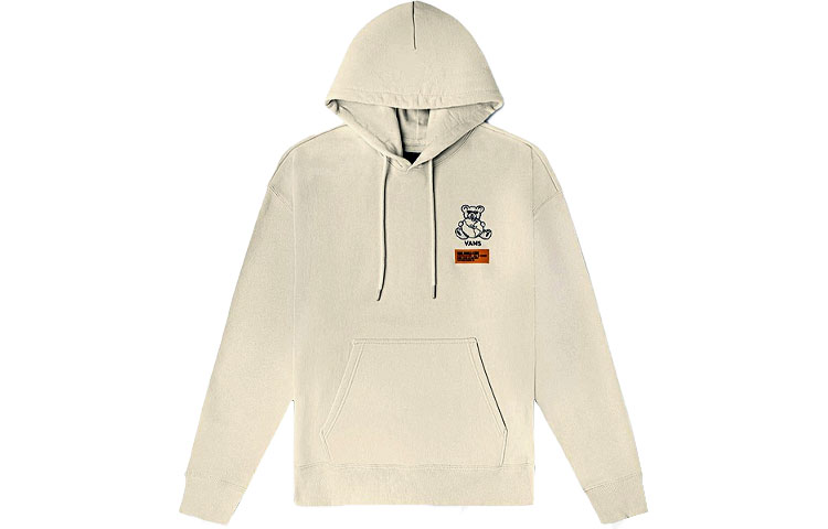 Vans Bear Letter Cartoon Print Hoodie Beige Unisex Casual Pullover VN0A54O32N1