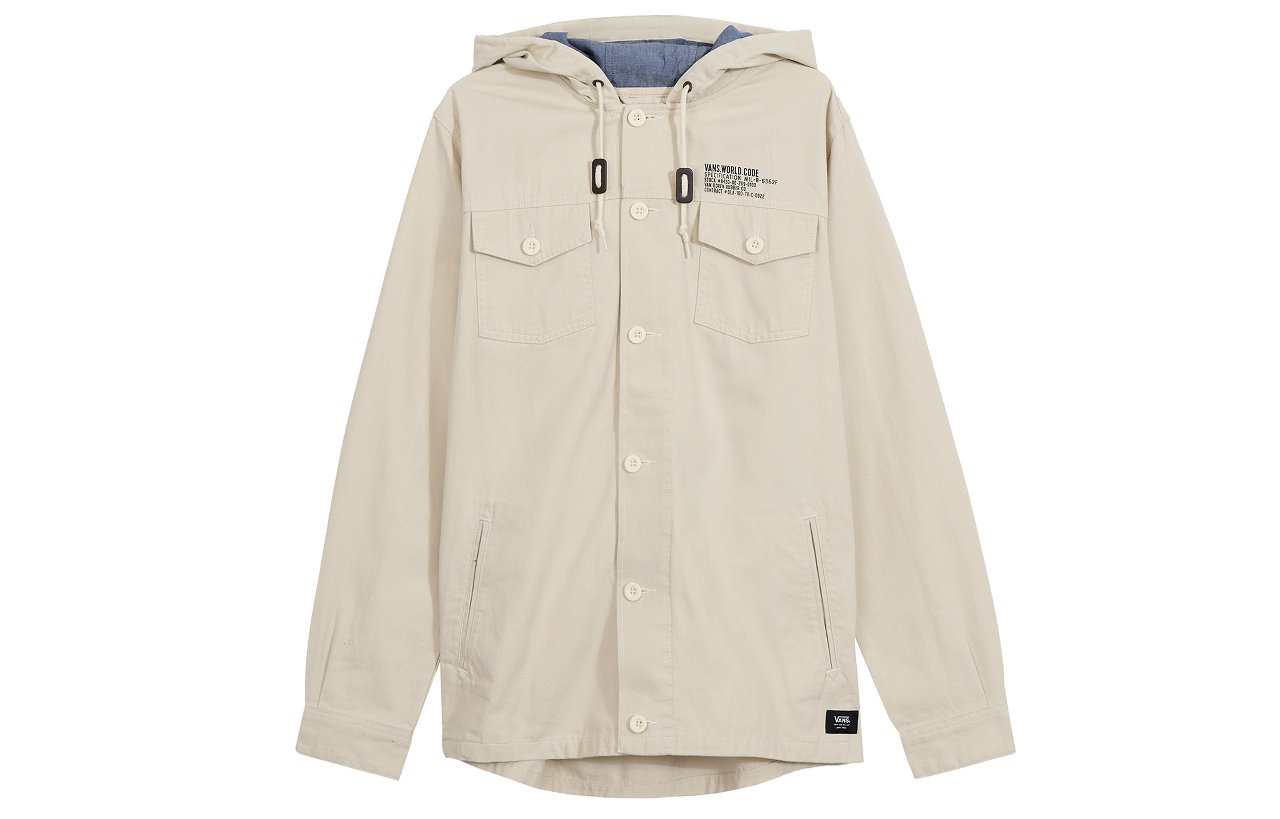 Vans Beige Hoodie Jacket with Letter Print and Zipper VNOA36JL2N1