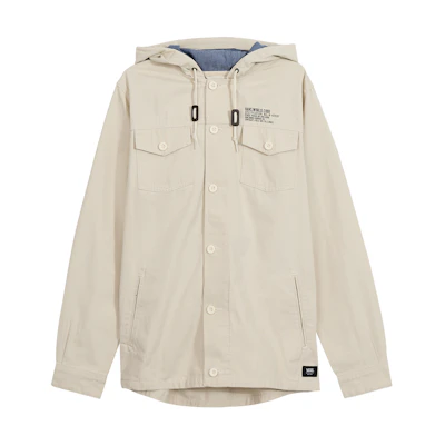 Vans Beige Hoodie Jacket with Letter Print and Zipper VNOA36JL2N1