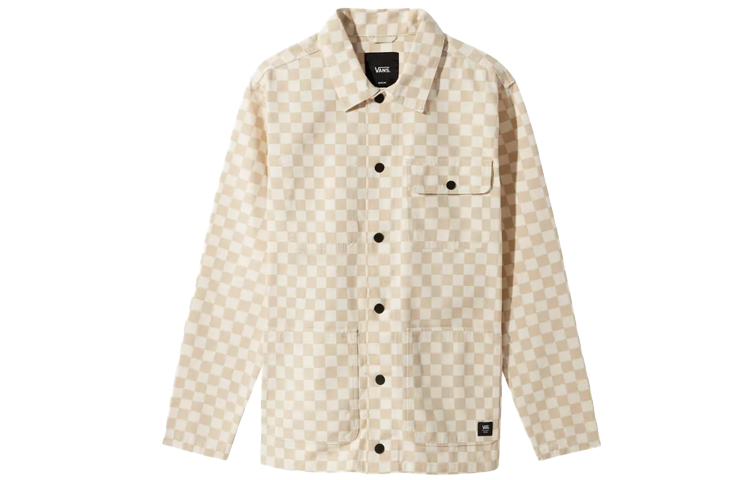 Vans Beige Plaid Casual Jacket with Collared Design VN0A3WF13KS