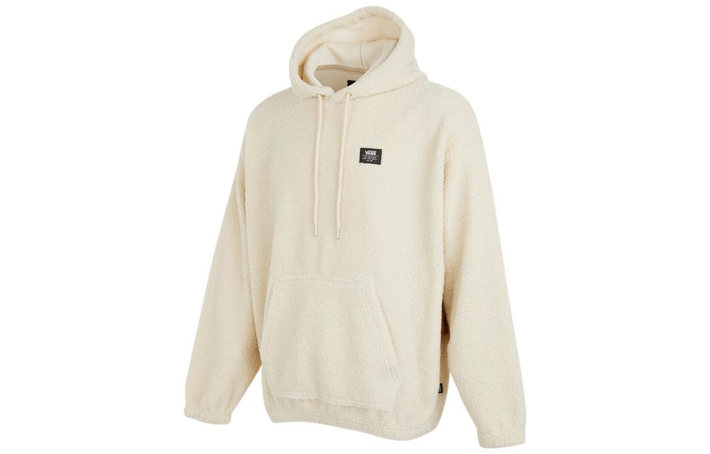 Vans Beige Sherpa Hoodie with Logo Patch Unisex Long Sleeve Fall Collection VN0A54O52N1