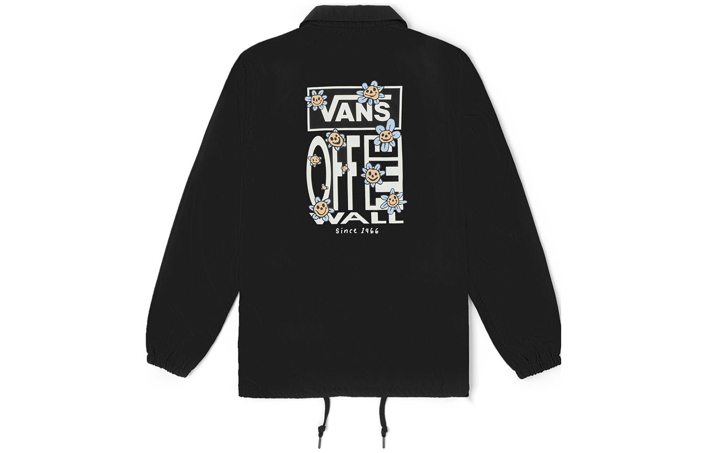 Vans Black Button-Up Logo Shirt Jacket with Back Print VN0A5H7FBLK