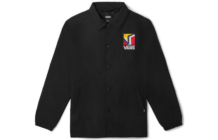 Vans Black Casual Coach Jacket with Collared Windbreaker Design VN0A54J7BLK