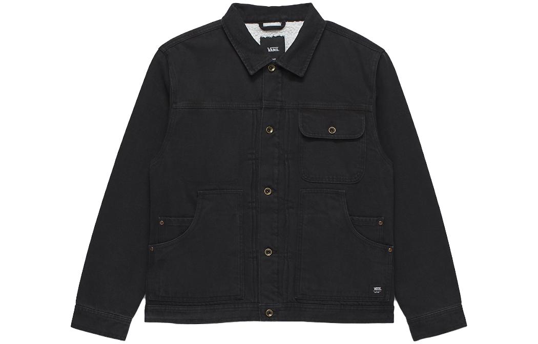 Vans Black Casual Solid Long-Sleeve Collared Jacket VN000AAM0fO