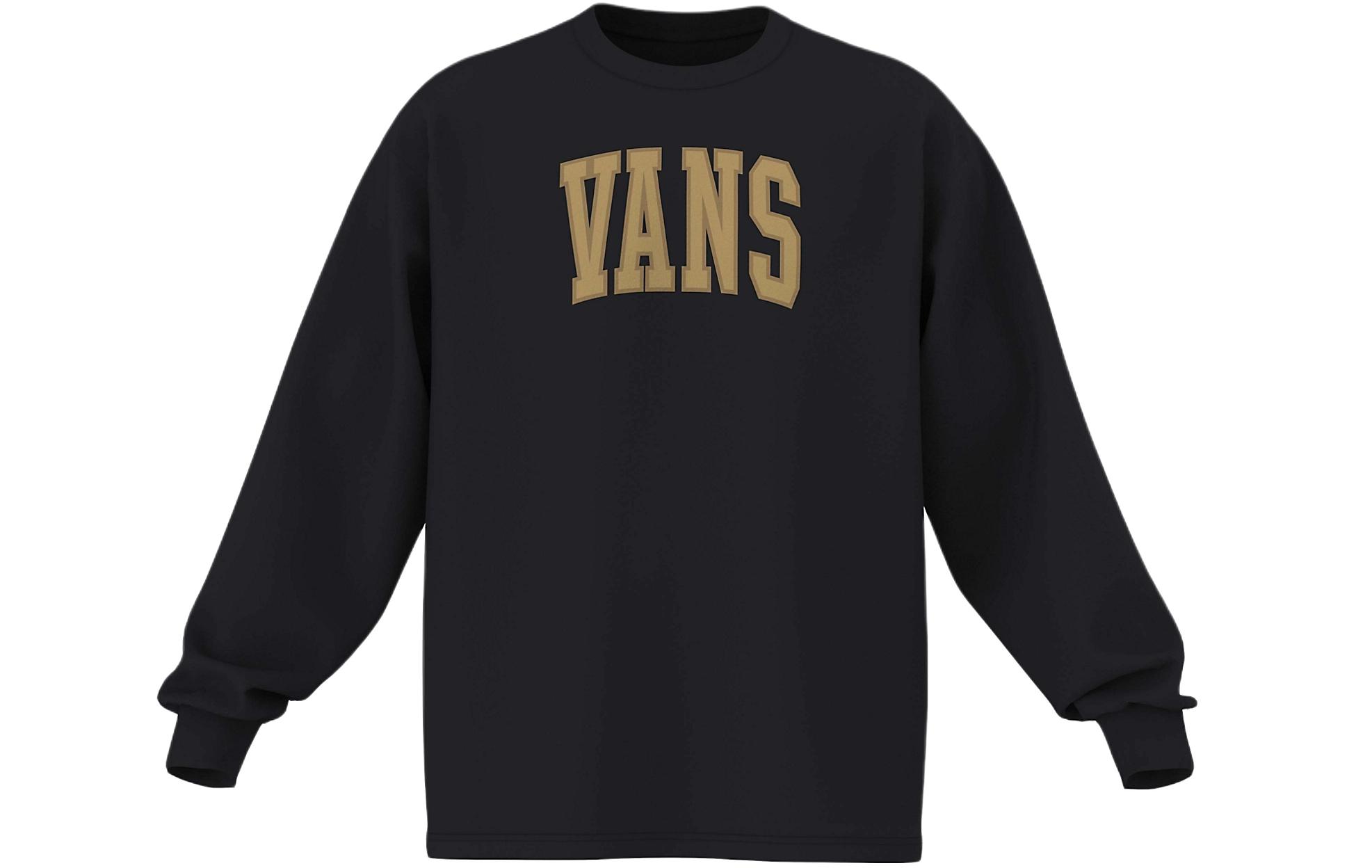 Vans Black Crewneck Logo Pullover Sweatshirt Long Sleeve Casual Fit VN000F4NBLK
