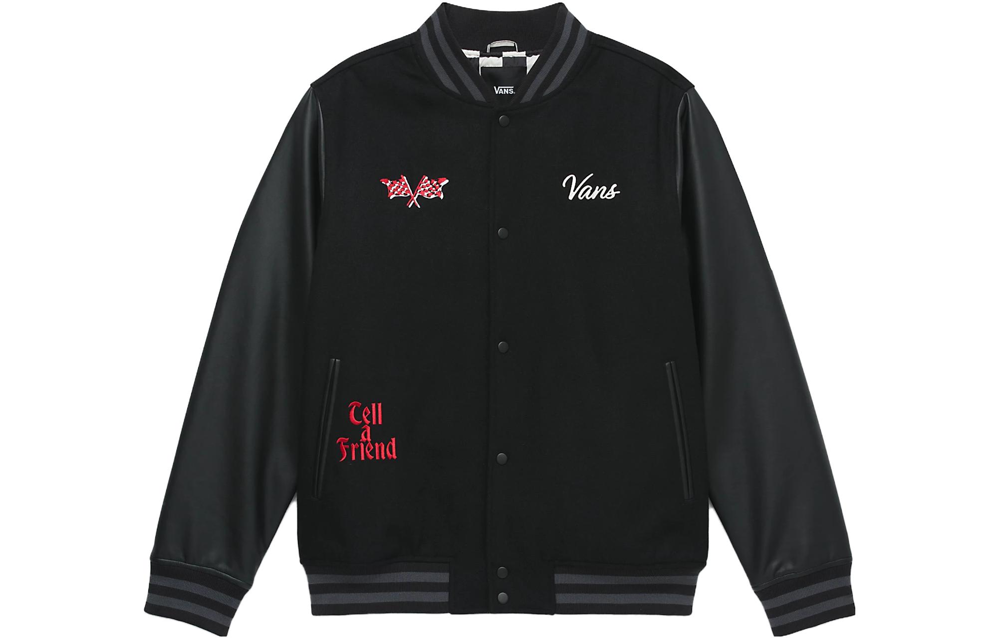 Vans Black Letter Print Patchwork Long Sleeve Jacket VN0008G4BLK