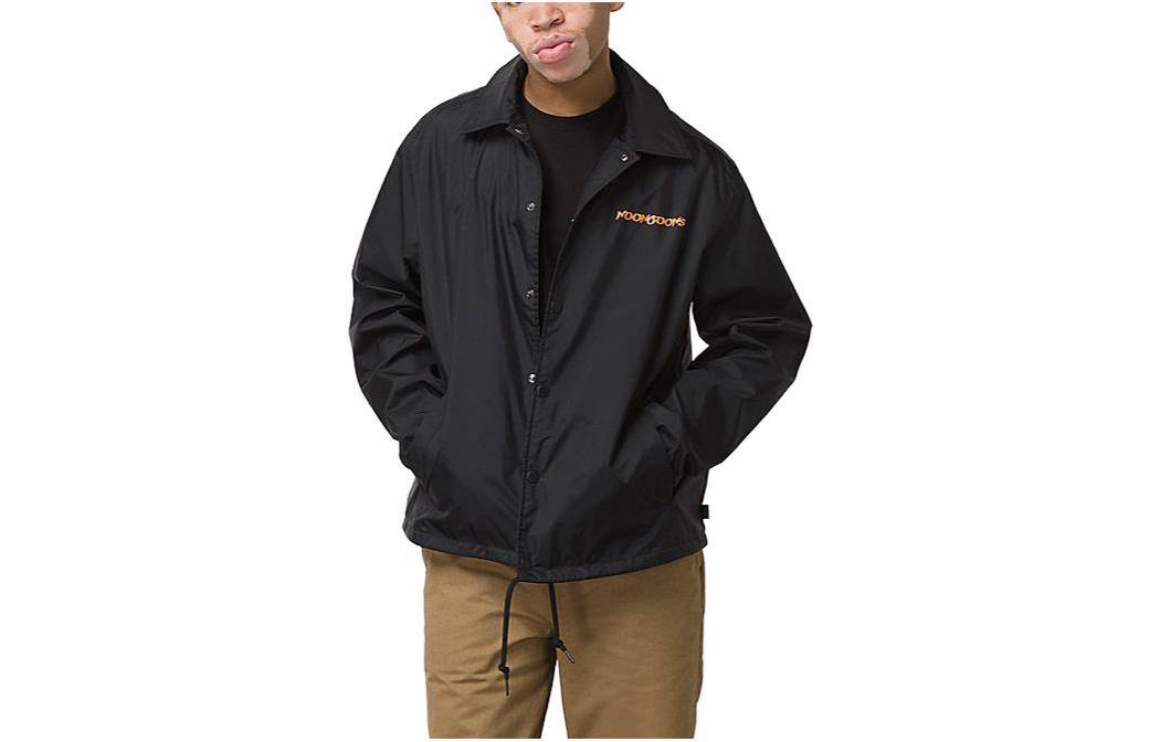 Vans Black Long-Sleeve Jacket with Letter Print and Collared Design VN0007KZBLK