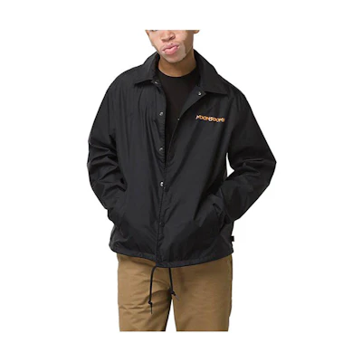 Vans Black Long-Sleeve Jacket with Letter Print and Collared Design VN0007KZBLK