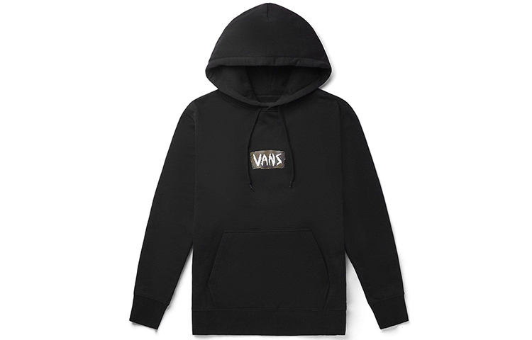 Vans Black Pullover Hoodie with Back Print and Fleece Lining VN0A4BP4BLK