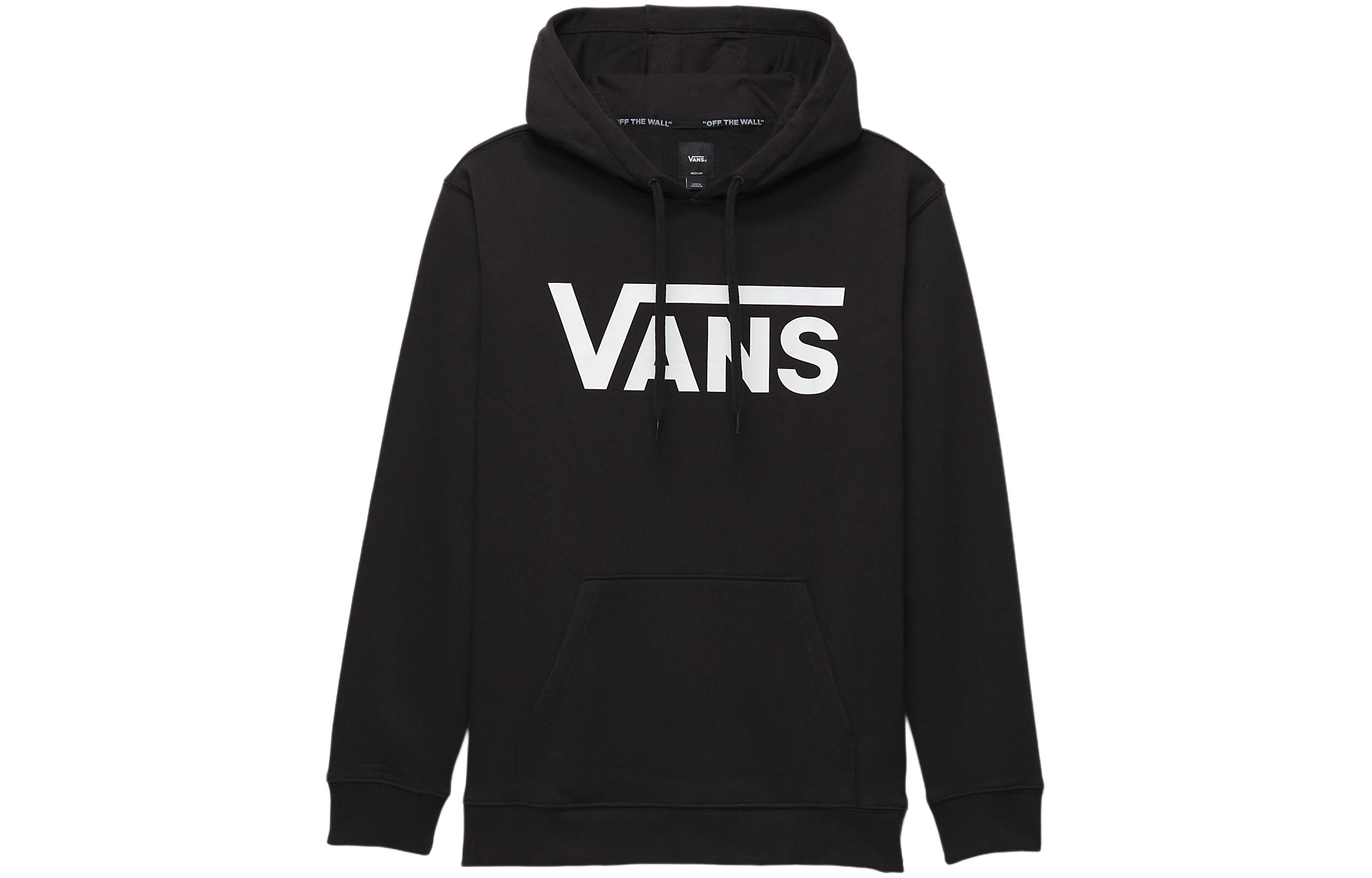 Vans Black Pullover Hoodie with Kangaroo Pocket and Bold Letter Design VN000HNXBLK
