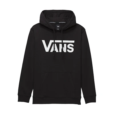 Vans Black Pullover Hoodie with Kangaroo Pocket and Bold Letter Design VN000HNXBLK