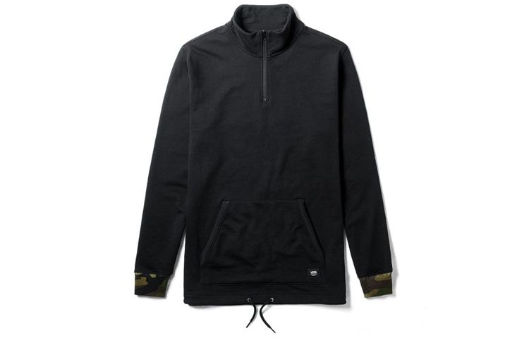 Vans Black Pullover Sweatshirt with Stand Collar Casual Sports Style VN0A3HPYBLR