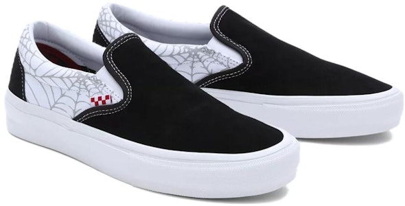 Vans 黑寡婦蜘蛛 SLIP-ON 舒適 防滑減震 低筒 滑板鞋 男女款 黑白色 Lookbook Vans 黑寡婦蜘蛛 SLIP-ON 舒適 防滑減震 低筒 滑板鞋 男女款 黑白色