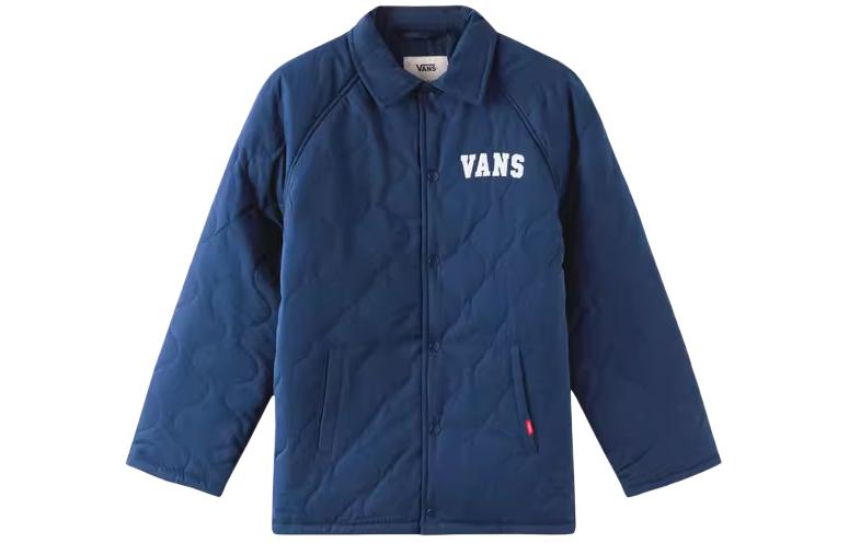 Vans Blue Letter Print Collar Button-Up Raglan Jacket Unisex VN0A32P9LKZ