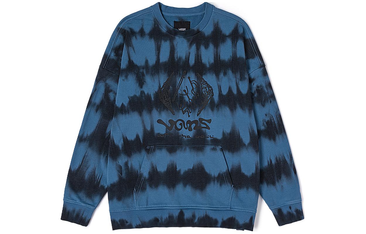 Vans Blue Tie-Dye Pullover Crewneck Sweatshirt Unisex Full Letter Print VN000GNRCS5