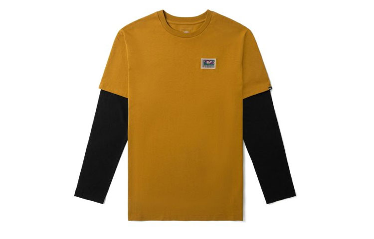 Vans Brown Layered Long Sleeve Casual Tee - Unisex Matching Style VN0A54I71M7