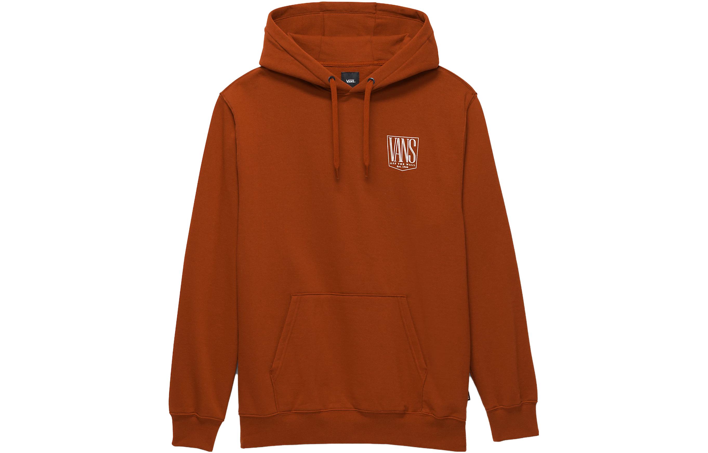 Vans Brown Letter Print Hoodie Unisex Long Sleeve Pullover VN0008HYADU