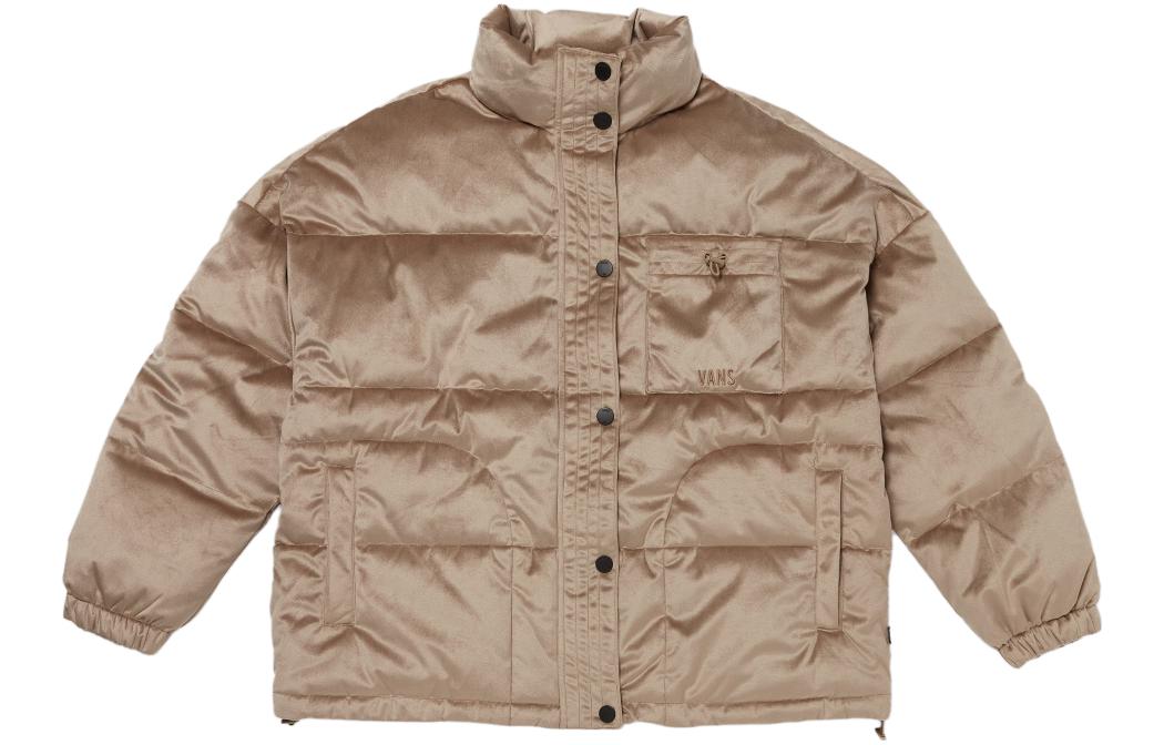 Vans Brown Solid Zip-Up Loose-Fit Stand Collar Jacket VN000FC2YEH