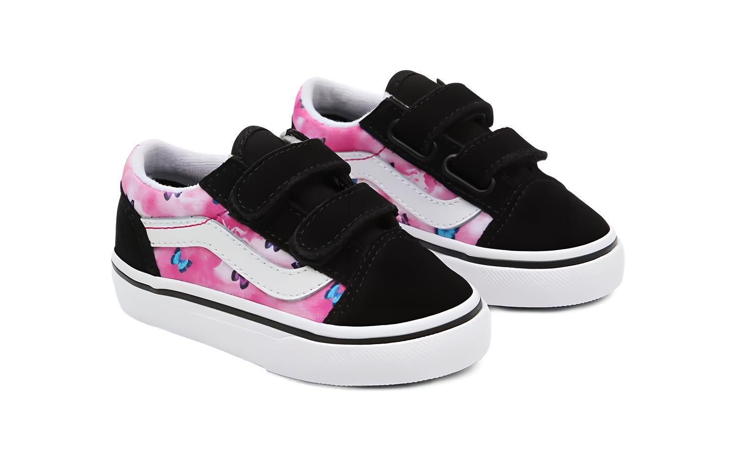 Lookbook Kasut Rendah Velcro Vans Butterfly Dream Old Skool Hitam/Pink VN000D3YARP