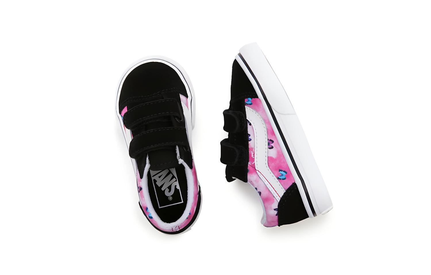 Shop Kasut Rendah Velcro Vans Butterfly Dream Old Skool Hitam/Pink VN000D3YARP