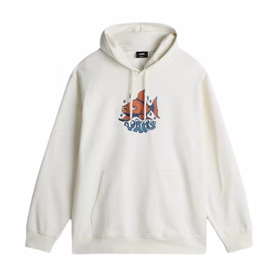 Vans Casual Fish Print Loose Fit Hoodie White Mens VN000HPHFS8