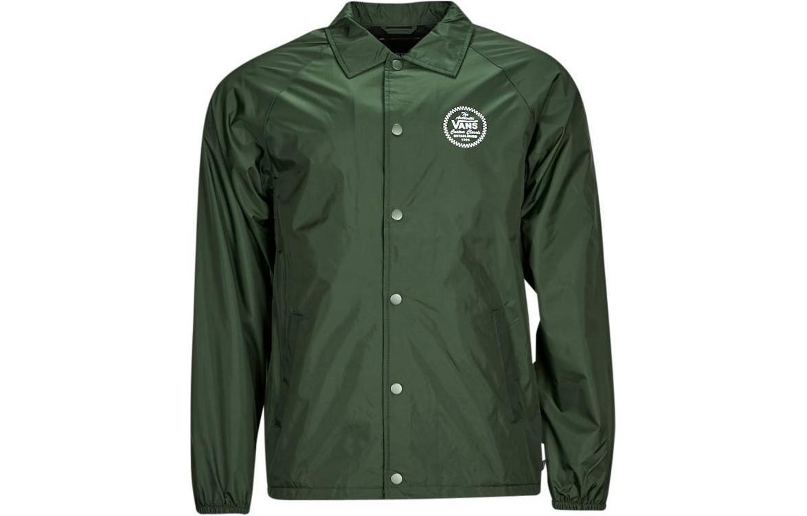 Vans Casual Logo Print Button-Up Long Sleeve Jacket Olive Green VN0A5KEYBD6