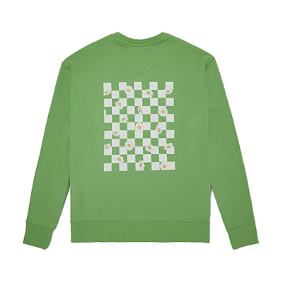 Vans Checkerboard Daisy Oversized Pullover Sweatshirt Avocado Green (Couples) VN0A5H5TZJ1
