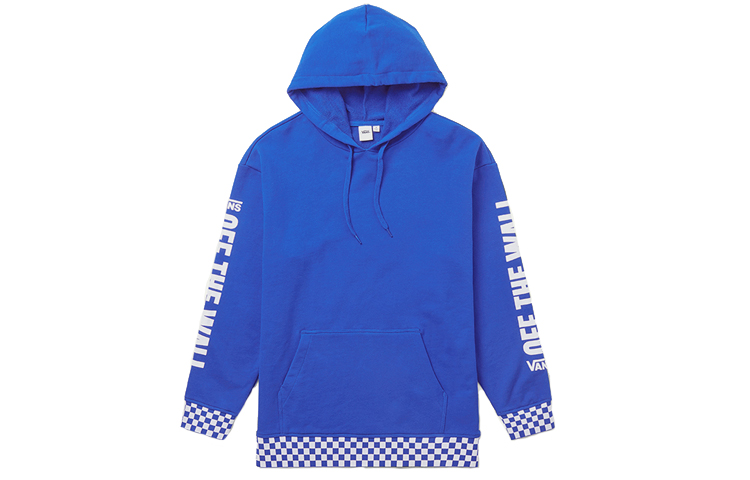 Vans Checkerboard Letter Print Hoodie Blue Unisex VN0A3UMYUUO